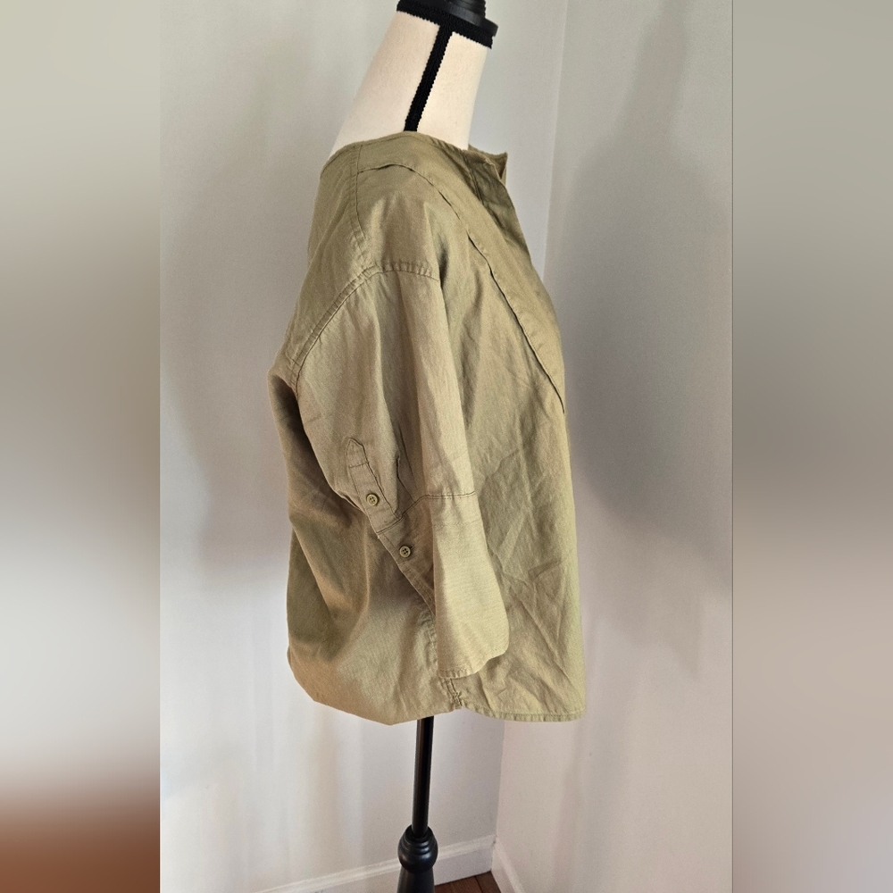 J. Crew Green Utility Pullover Blouse Top Small - Picture 3 of 9